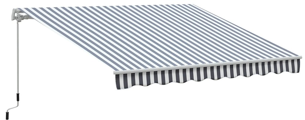 Outsunny Markiză cu Brațe Articulate Protecție Solară Manivelă Balcon Aluminiu Gri Alb 2,95 x 2,45 m | Aosom Romania