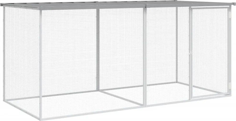 vidaXL Cușcă pentru găini cu acoperiș, gri deschis, 203x98x90 cm, oțel galvanizat