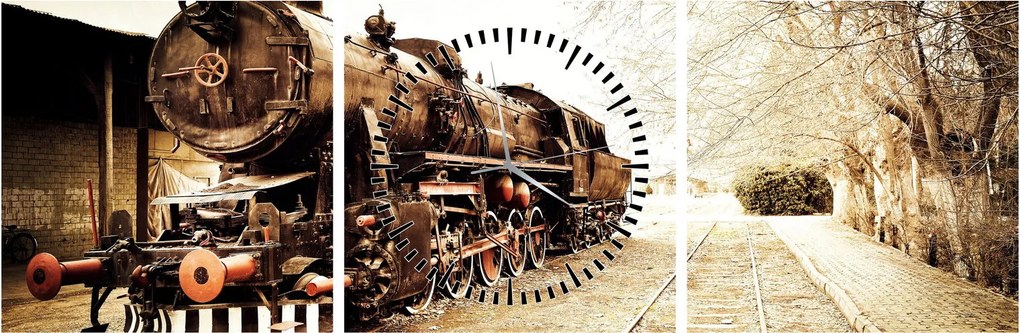 Tablou - Locomotiva istorică (cu ceas) (90x30 cm)