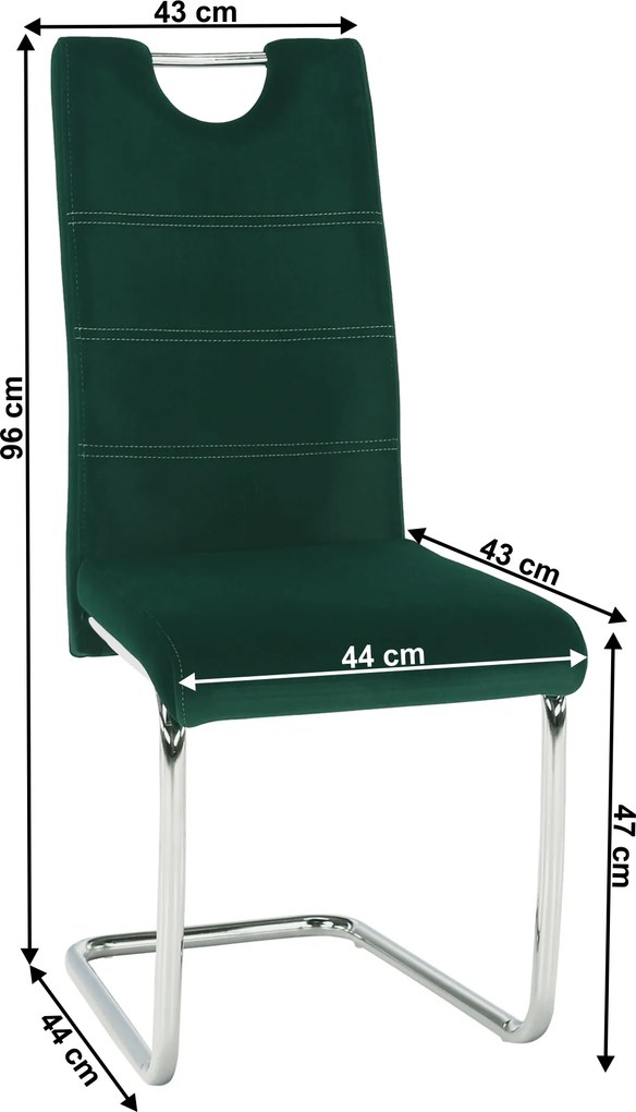 Scaun de luat masa, ţesătură de catifea smarald / cusături deschise, ABIRA NEW