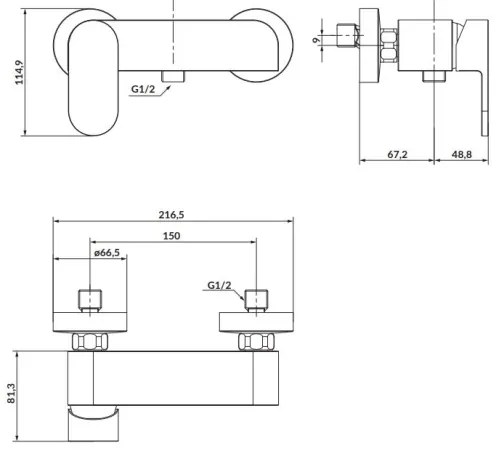Baterie de duș Cersanit S951-324 CREA nichel
