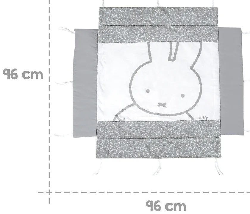 Apărătoare pentru pătuț alb/gri din amestec de bumbac 96 cm Miffy – Roba