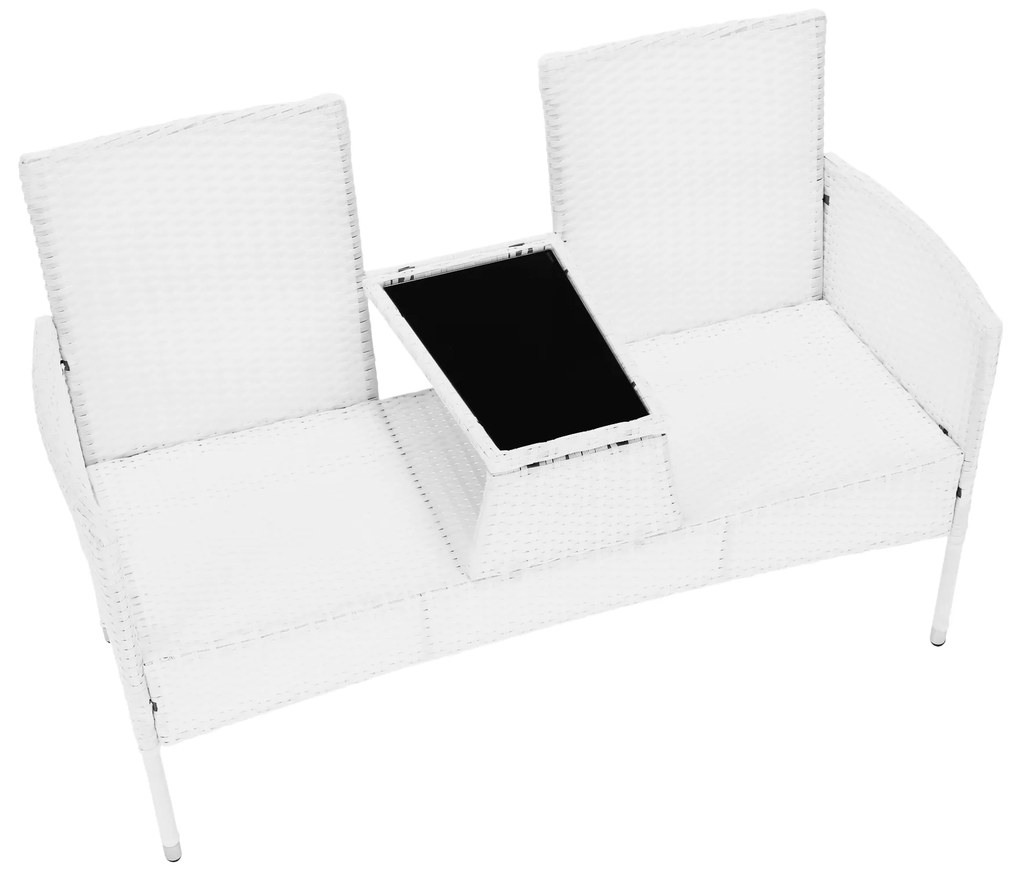 Set ratan 2 locuri cu masă, alb, LALIT TYPE 2