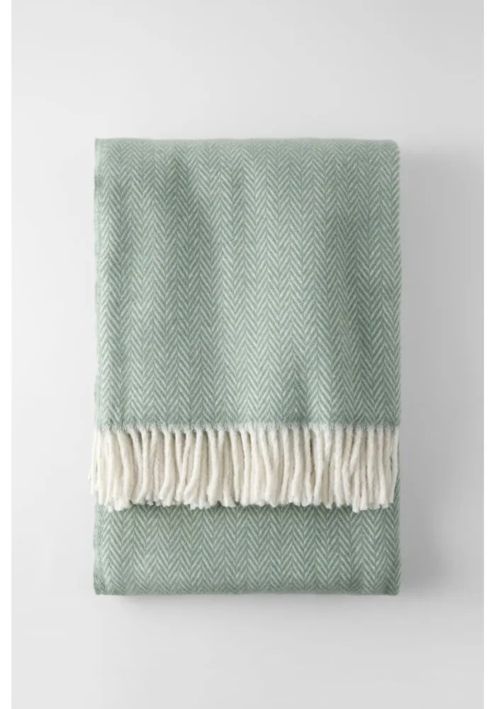 Pled din amestec de bumbac Euromant Skyline, 140 x 180 cm, verde deschis