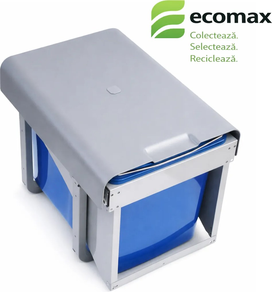 Cos gunoi incorporabil Ekko Front 40 Ecomax, cu extragere automata, 1 x 34 l Polipropilena cu fibra de sticla, A:466 mm; H:365 mm; L:355 mm, Gri