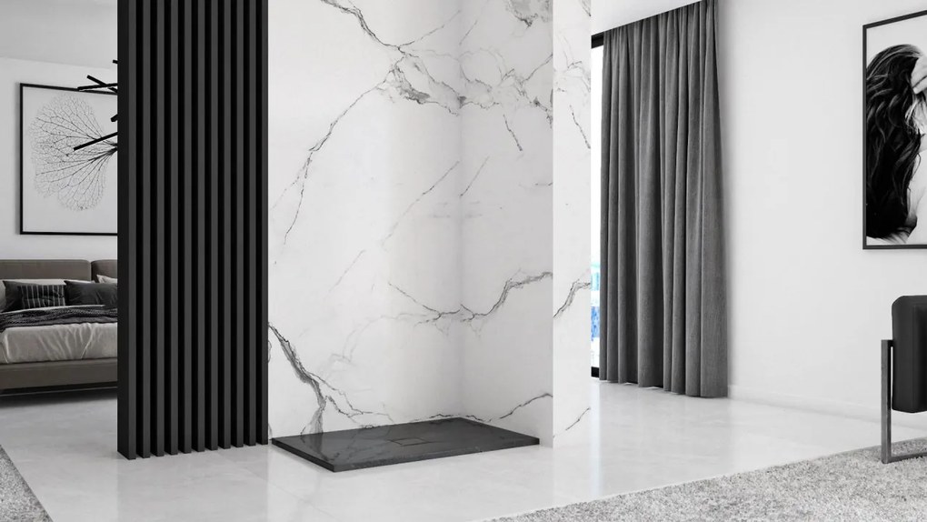 Cadita dus dreptunghiulara Rea Stone 90x120 negru