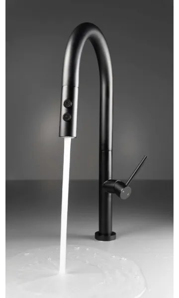 Baterie de chiuvetă cu cap de duș detașabil Deante BQO_N72M OLFATO negru