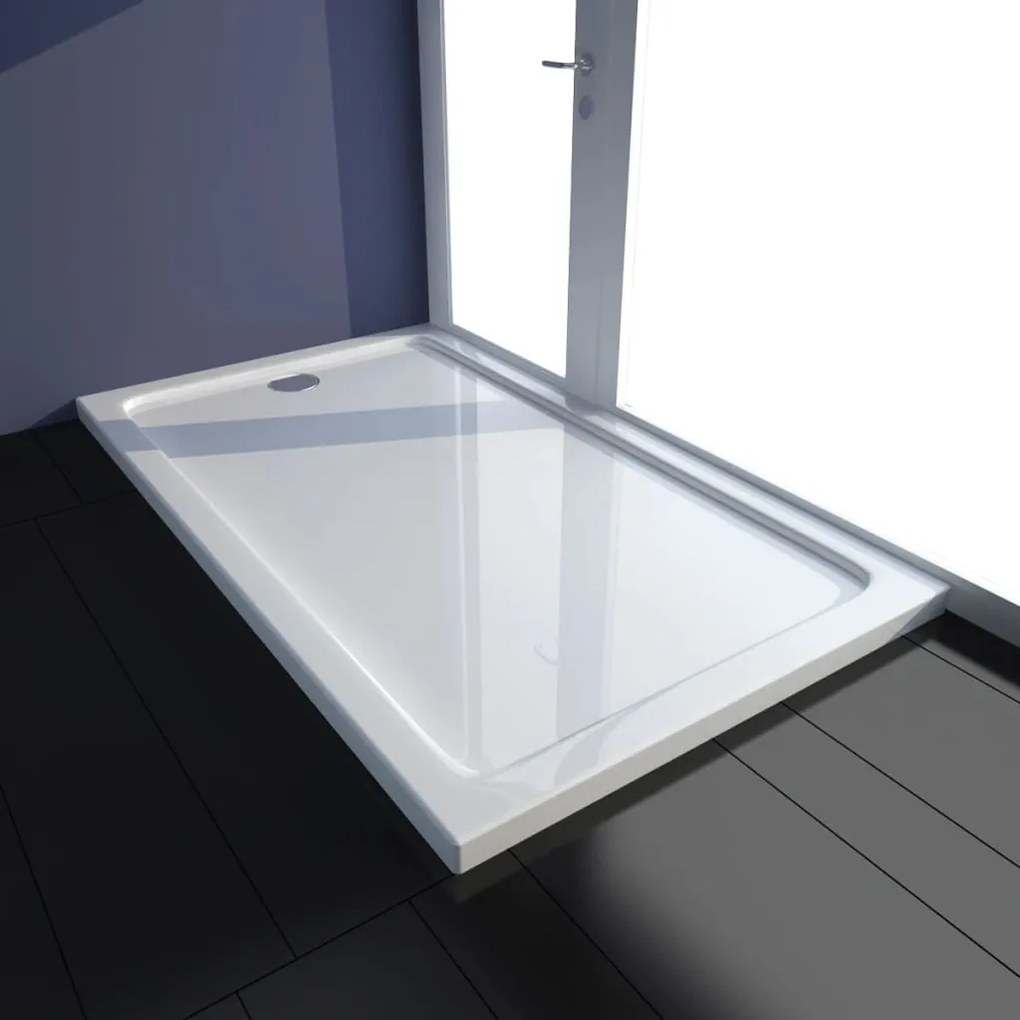 141448 vidaXL Cădiță de duș dreptunghiulară din ABS, alb, 70 x 120 cm