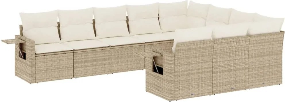 vidaXL Set canapele de grădină cu perne, 10 piese, bej, poliratan