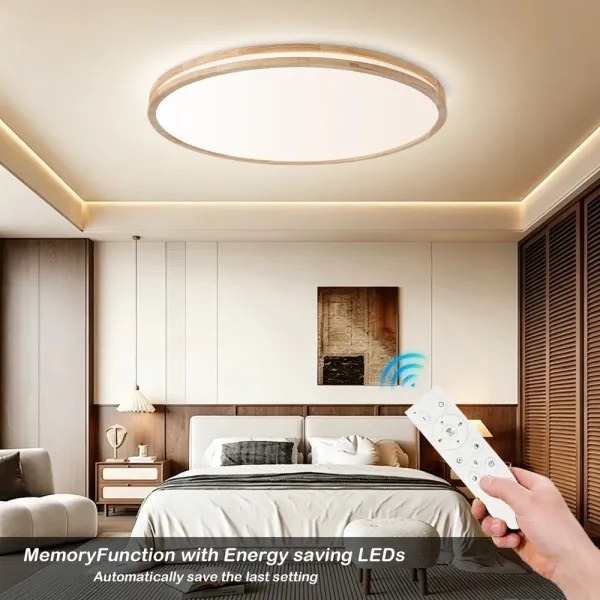 Brilagi - Corp de iluminat LED dimabil MOLINA LED/128W/230V 3000-6000K, stejar, diam. 100 cm + telecomandă