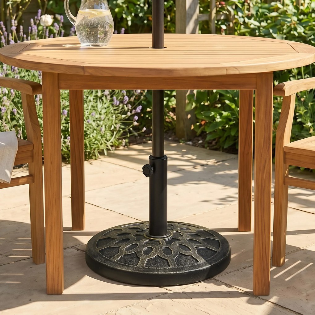 Outsunny Bază Rotundă pentru Umbrelă de Ø38 mm și Ø48 mm cu Mâner, Ø45x33 cm, Bronz | Aosom Romania