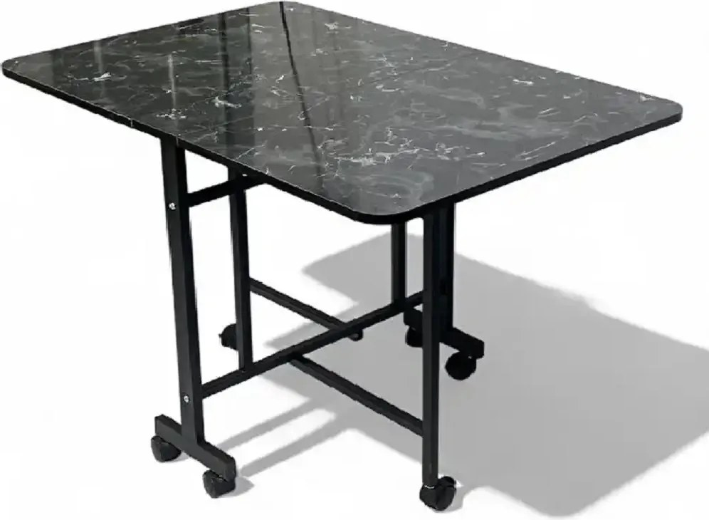 Masa Bucatarie pliabila cu roti Homs negru marmorat 120 x 80 x 74 cm