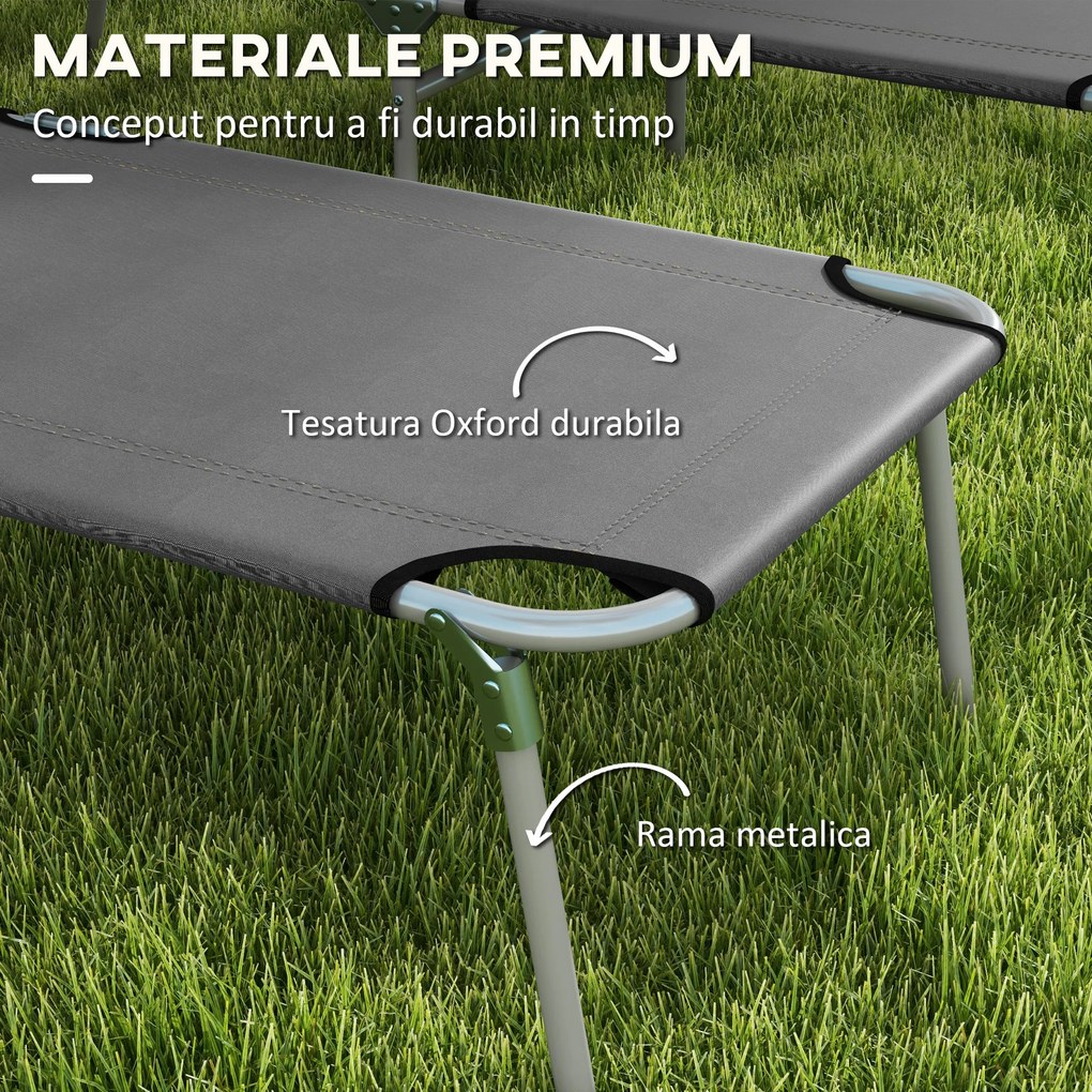 Outsunny Sezlong pentru Gradina cu Baldachin Reglabil, Sezlong pentru Plaja Pliabil Rabatabil pe 4 Niveluri, Bej | Aosom Romania