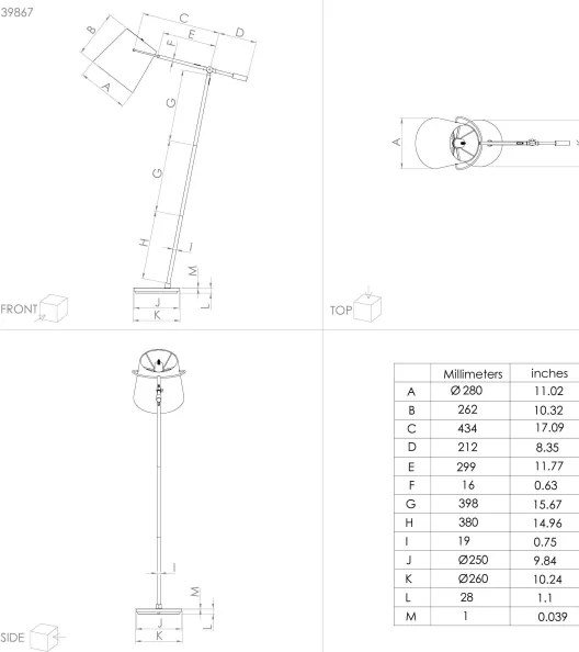 Lampadar GRANADILLOS 1xE27/40W/230V Eglo 39867