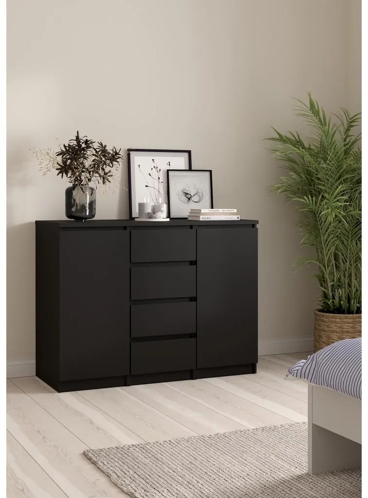 Comodă Simplicity 121 x 50 x 91 cm, negru mat