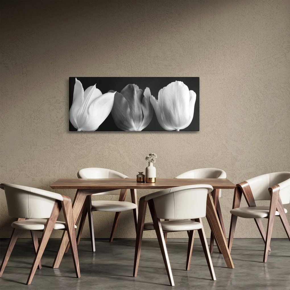 Tablou - Lalele alb negre (120x50 cm)