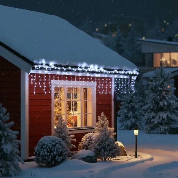 Brilagi - Ghirlandă LED de exterior, 200 LED, 8 funcții, 13 m, IP44, alb rece