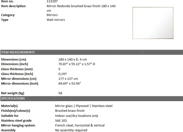 Oglinda decorativa design LUX Redondo 180x140cm 113297 HZ