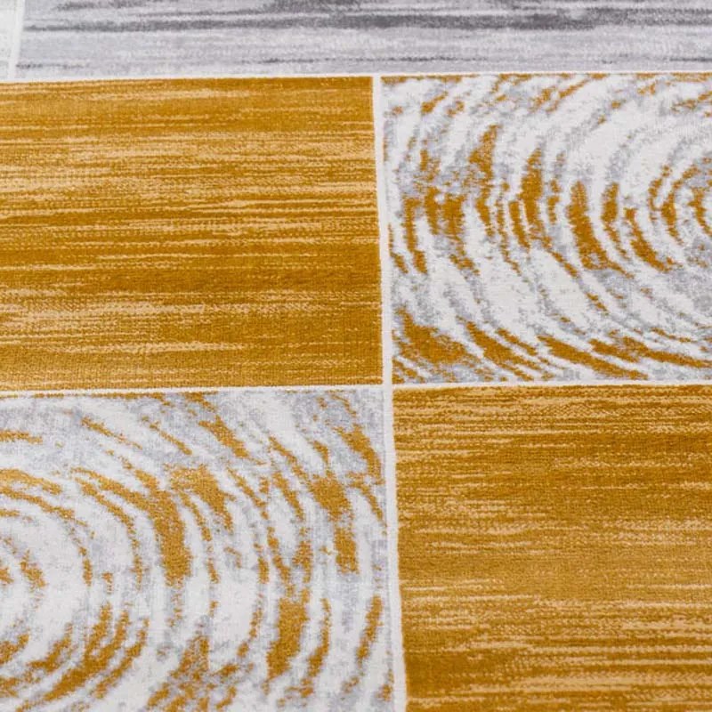 60x100 cm Covor Modern, 70% Polipropilenă și 30% Polyester, Gri/Galben Mustar, Densitate 2500 gr/m2