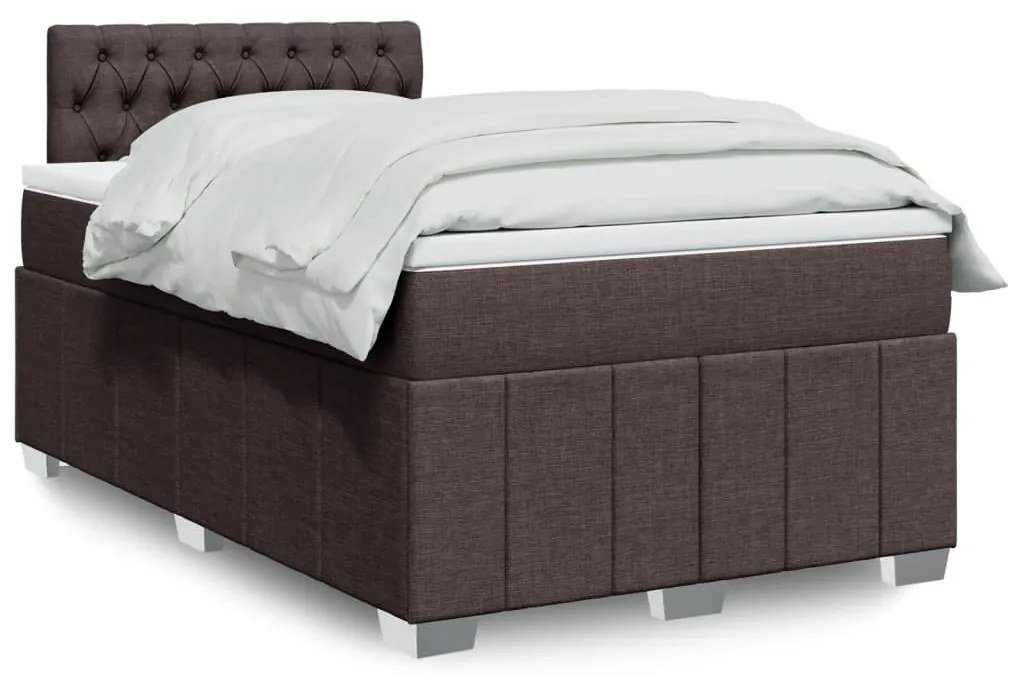 vidaXL Pat box spring cu saltea, maro închis, 120x200 cm, textil