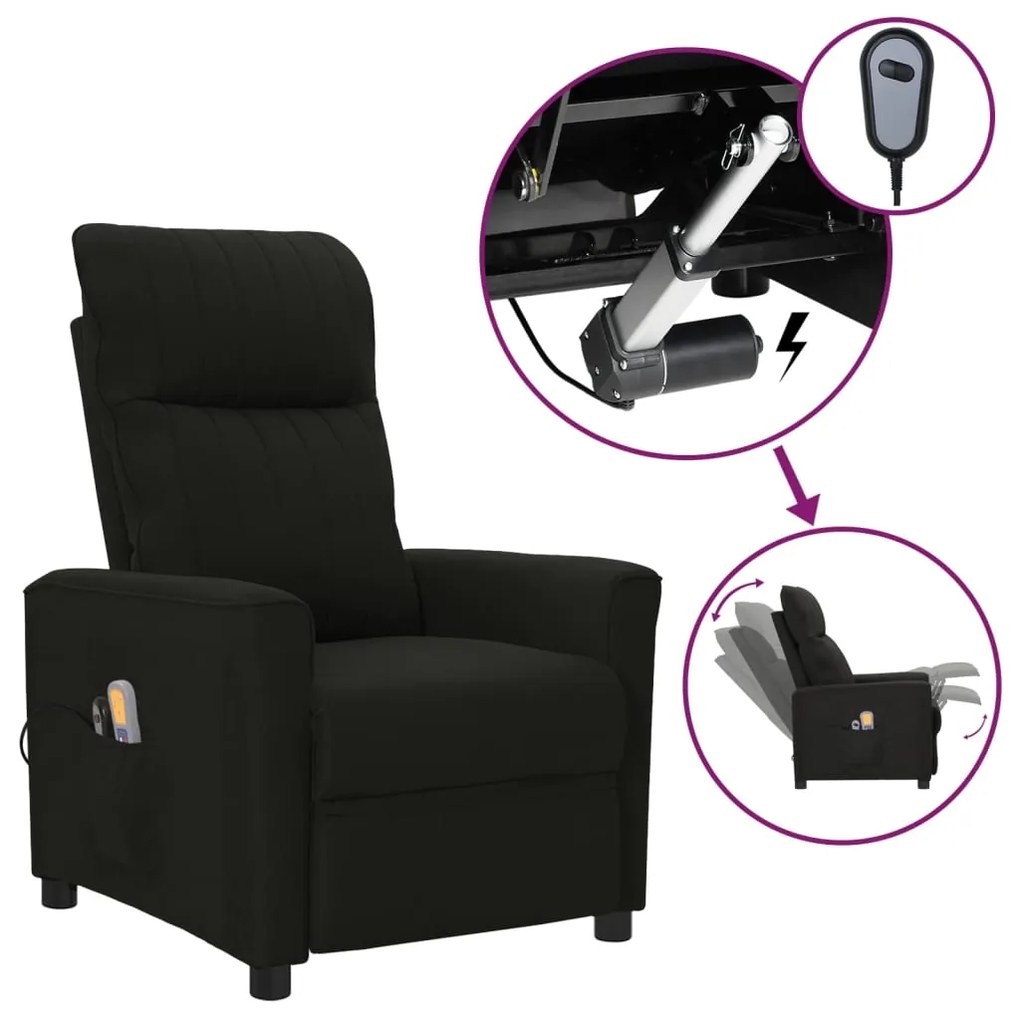 3098891 vidaXL Fotoliu de masaj electric rabatabil, negru, textil