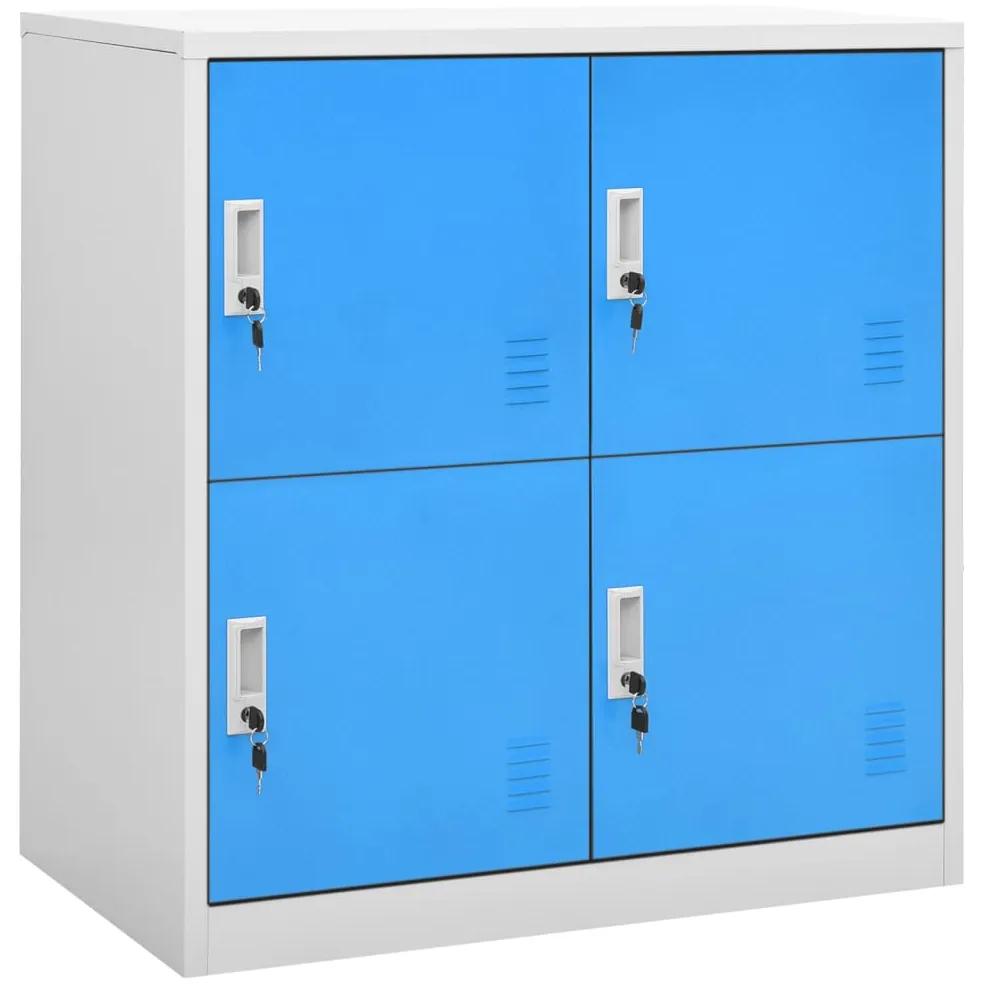 Dulap vestiar, gri deschis si albastru, 90x45x92,5 cm, otel 1, light grey and blue, cu 4 dulapuri, 1