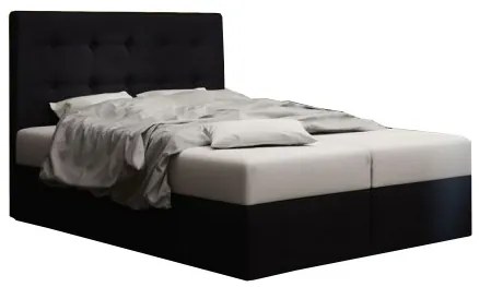 Pat matrimonial Boxspring 140 cm Duel 1 (negru) ( cu saltea și sp. depozitare). 1046425
