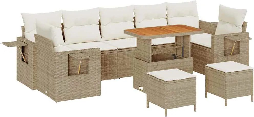 vidaXL Set de canapele pentru grădină 10 pcs Bej poliratan