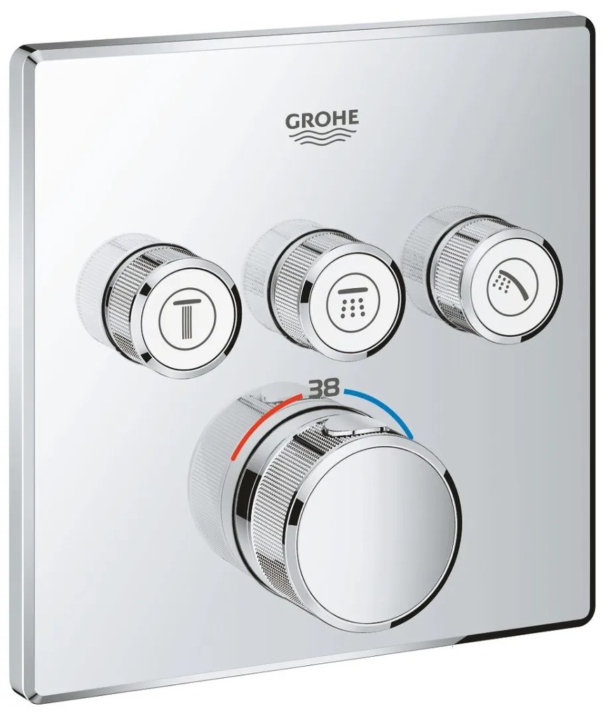 Baterie dus Grohe Grohtherm SmartControl termostat, patrata cu 3 iesiri,fara corp incastrat-29126000