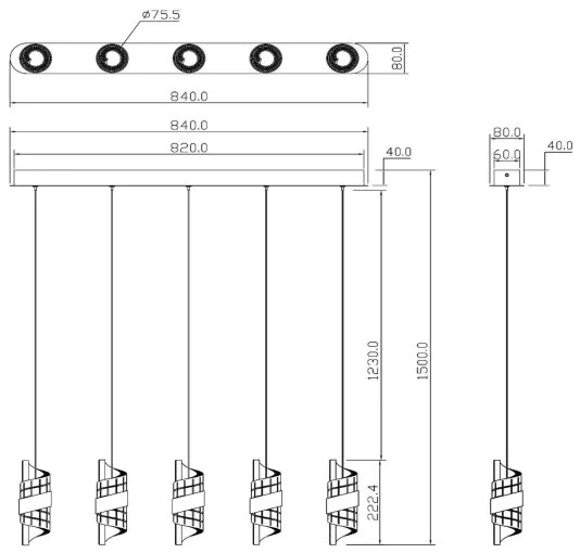 Lustră LED dimabilă pe cablu Lucide 13496/35/30 KLIGANDE 5xLED/7,8W/230V