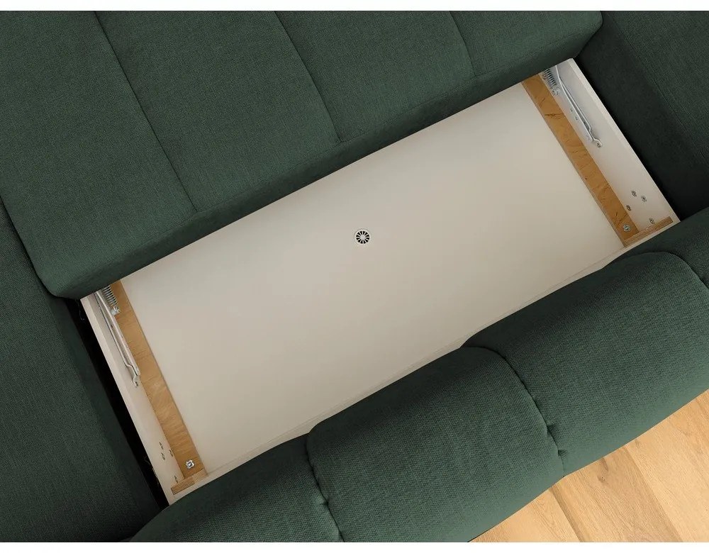 Colțar verde extensibil/cu spațiu de depozitare (cu colț pe partea stângă/în formă de "U") Fuji – Bobochic Paris