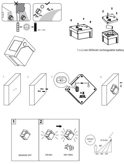 Corp de iluminat LED cu senzor SOLAR LED/0,48W/3V IP44 Globo 36480