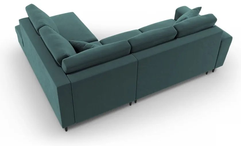 Colțar petrol extensibil, cu spațiu de depozitare cu tapițerie din catifea (cu colț pe partea dreaptă-în formă de ”L”) Kyoto – Cosmopolitan Design