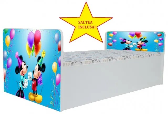 Pat Aero Party Minnie si Mickey, cu saltea, 130x60 cm