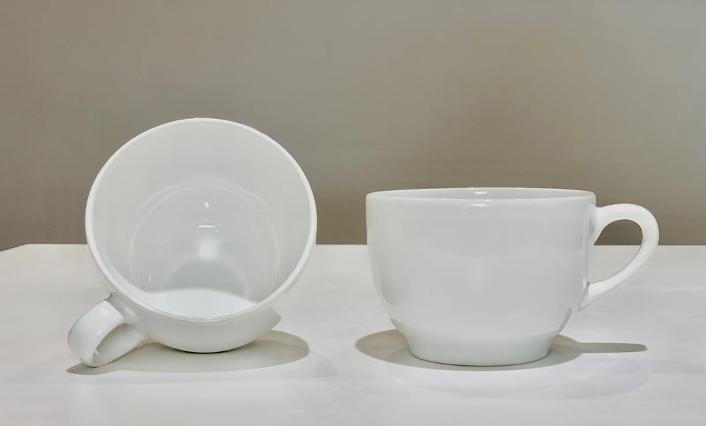 Set 2 Cani Casablanca, glazura alba lucioasa, 350ml