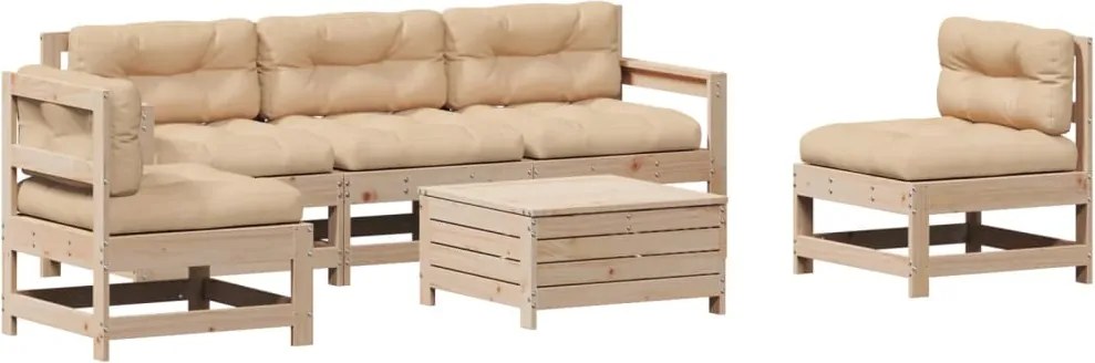 vidaXL Set mobilier de grădină cu perne, 6 piese, lemn masiv de pin