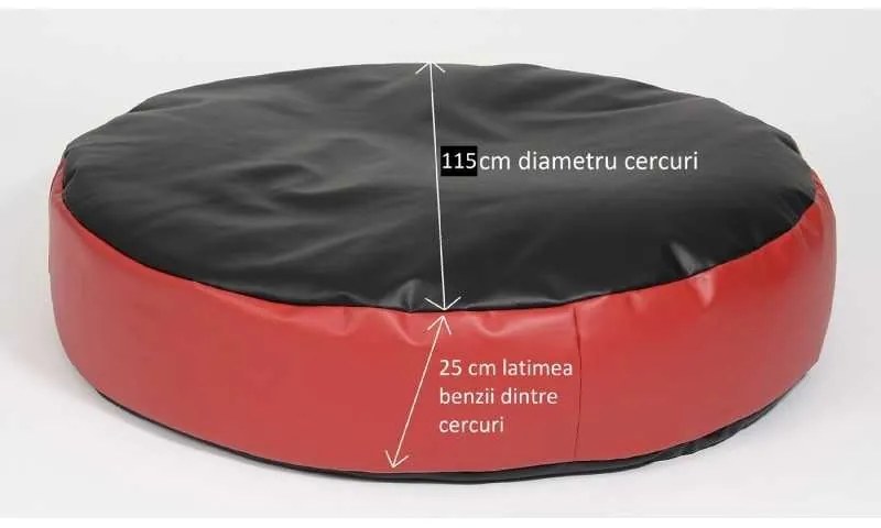 Fotoliu Relaxo XL , Material Piele ecologica - Black & Red