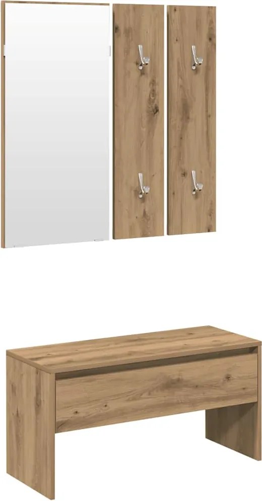 vidaXL Set de mobilier pentru hol din lemn de stejar artizanal