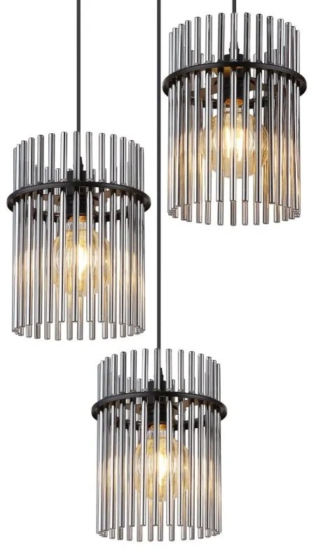 Lustra 3L design modern GORLEY negru, fumuriu