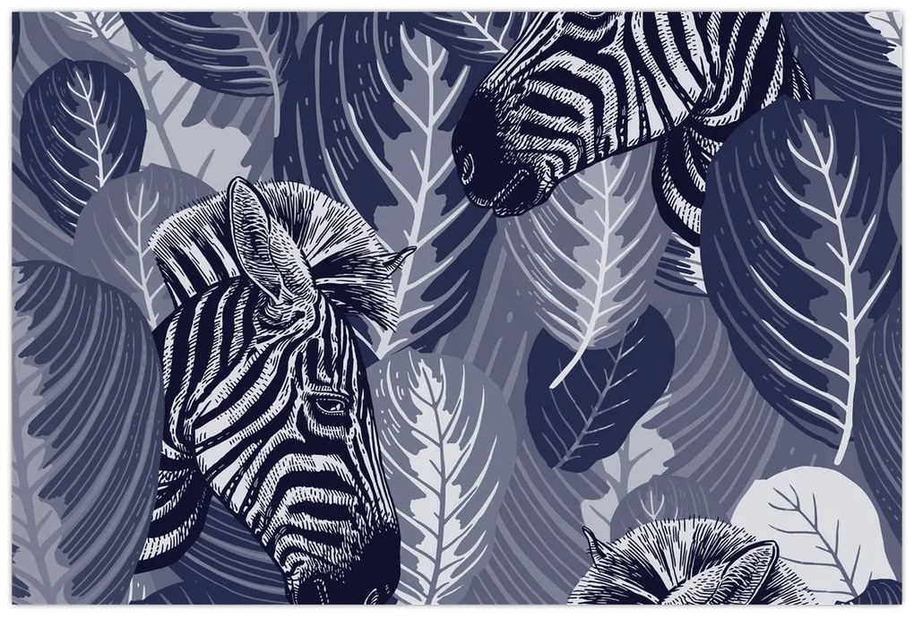 Tablou - Zebre albastre (90x60 cm)
