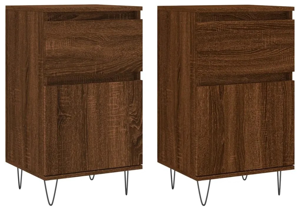 vidaXL Servante, 2 buc., stejar maro, 40x35x70 cm, lemn prelucrat