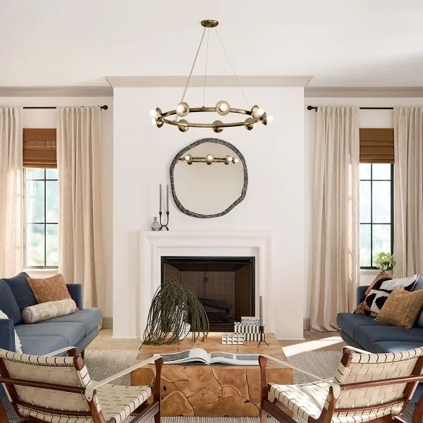 Kichler KL-PALTA9-CPZ - Candelabru suspendat pe cablu PALTA 9xE14/40W/230V auriu