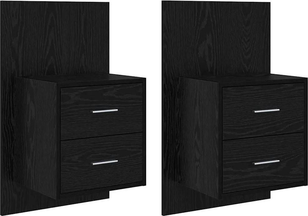 vidaXL Noptieră suspendată 2 pcs Stejar Negru 48,5 x 32,5 x 80 cm