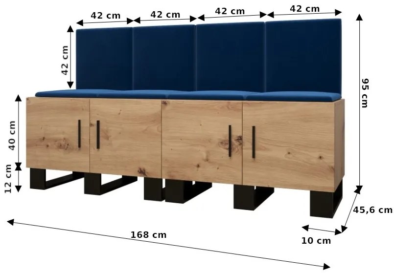 Set mobilier pentru hol Amanda 20 (Stejar artisan + piele ecologică Negru). 1086036