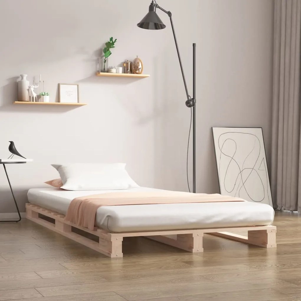 821422 vidaXL Pat din paleți Single 3FT, 90x190 cm, lemn masiv de pin