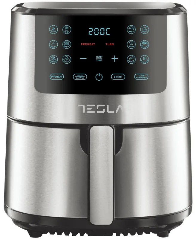 Friteuza cu aer cald Tesla AF501BX, 1300W, 5 l, 12 programe, Acoperire antiaderenta, Ecran tactil, Inox