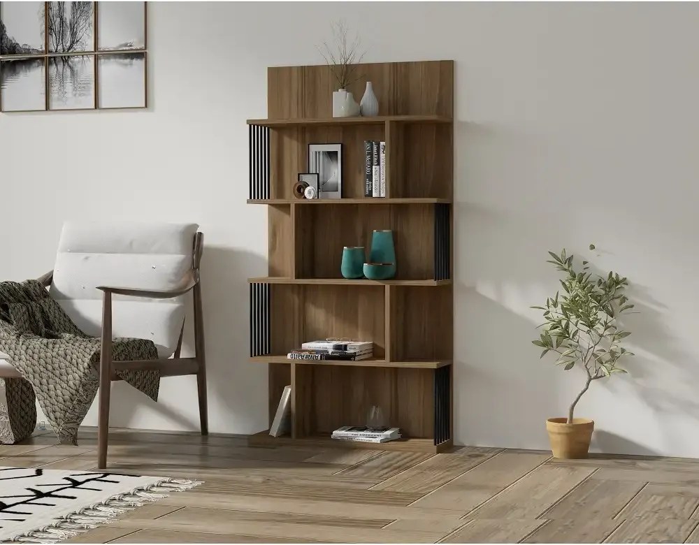 Biblioteca Alecia culoare nuc 160x80x22 cm