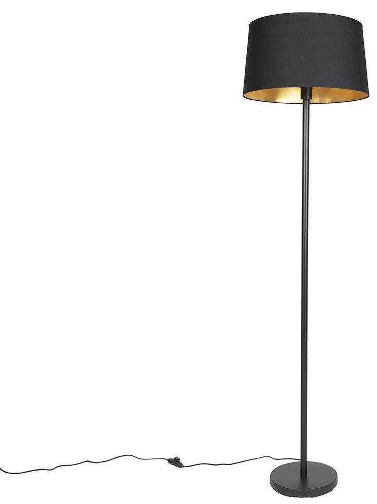Lampă de podea inteligentă neagră cu abajur negru 45 cm inclusiv Wifi A60 - Simplo
