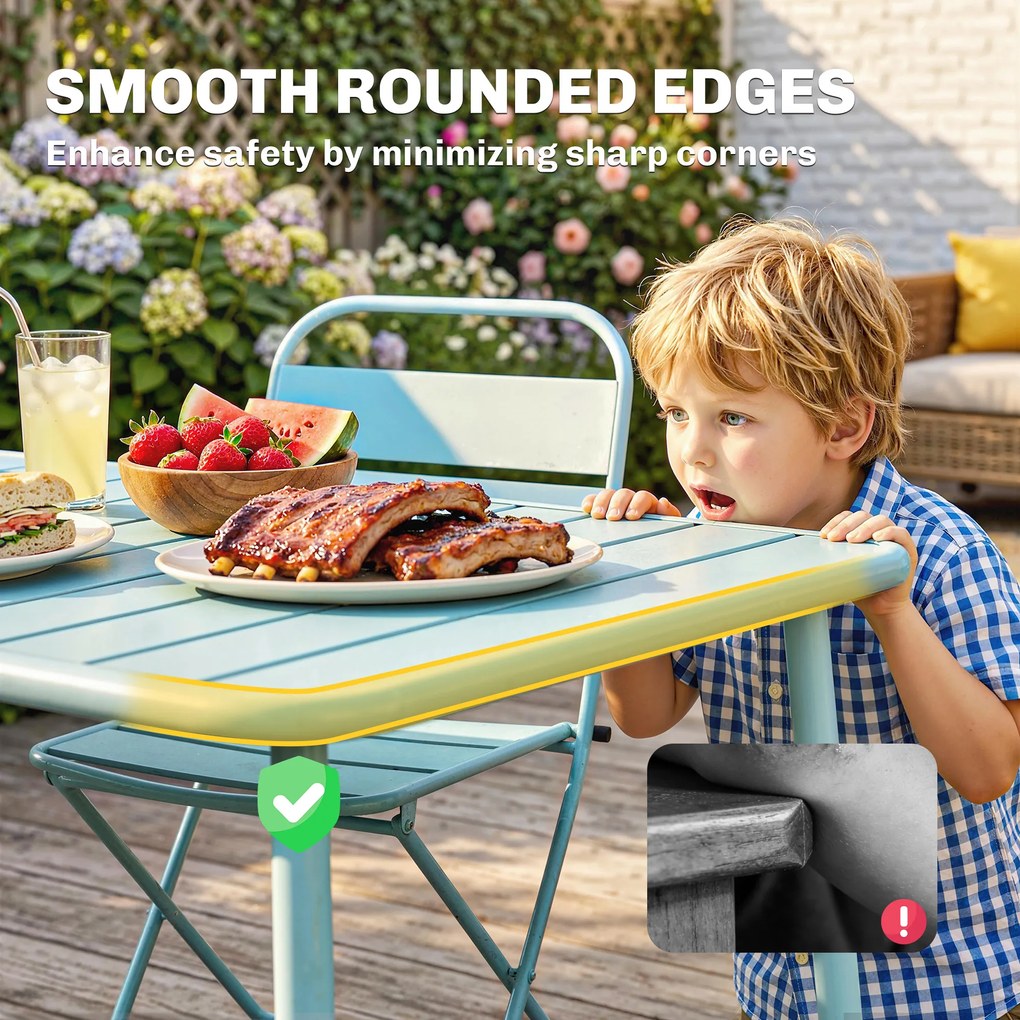 Outsunny Set de masă pentru exterior 5 piese, set de grădină pentru 4 persoane cu blat cu șipci și scaune pliante, Verde deschis | Aosom Romania