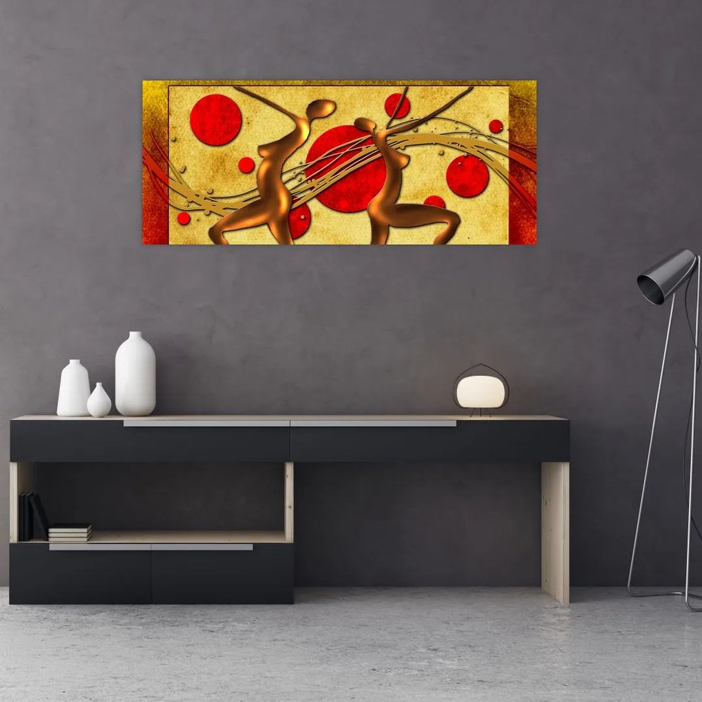 Tablou abstract cu două femei (120x50 cm)